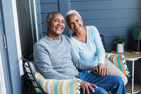A couple smiling. Link to Life Stage Gift Planner Over Age 70 Situations.